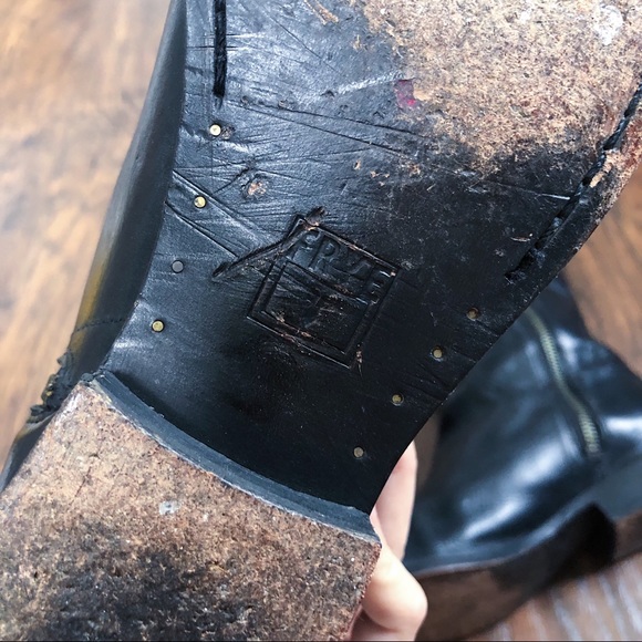 Frye Melissa Tall Riding Boots, black leather, knee high, low heel, size 9.5 - Picture 15 of 16